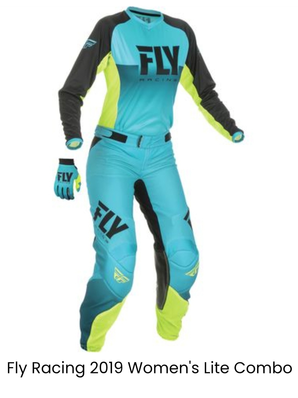 Fly Racing Women's Track Pants & Jersey Set - Teal with Neon Yellow Accents